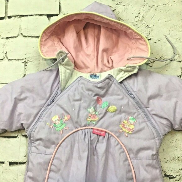 Vintage 90's OshKosh B’gosh Girls Sz 18Mos Lavender Snowsuit Hood & Mittens Flaw